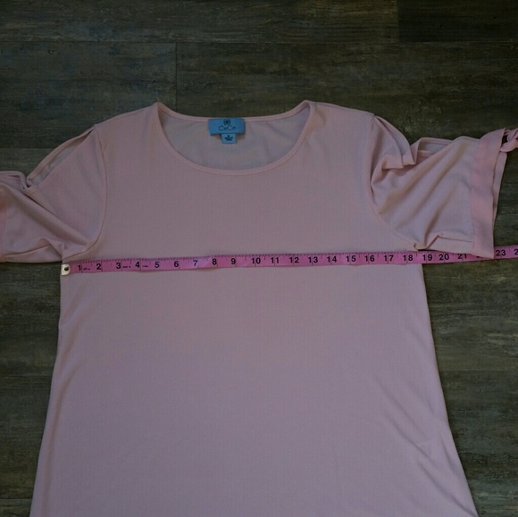 CeCe Pink Blouse with Stilted Short Sleeve & Ties - Picture 5 of 6